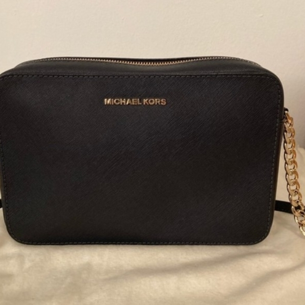 Michael Kors Black Crossbody Bag with Gold Chain